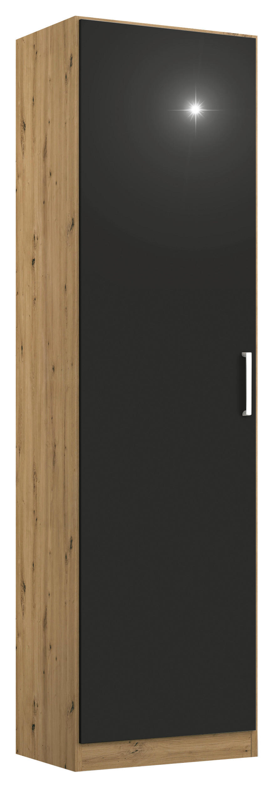 DREHTÜRENSCHRANK 47/197/54 cm 1-türig Eiche Artisan, Grau  - Chromfarben/Eiche Artisan, MODERN, Holzwerkstoff/Kunststoff (47/197/54cm) - Rauch Möbel
