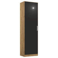 DREHTÜRENSCHRANK  in Eiche Artisan, Grau  - Chromfarben/Eiche Artisan, MODERN, Holzwerkstoff/Kunststoff (47/197/54cm) - Rauch Möbel