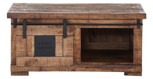 COUCHTISCH Mangoholz massiv 100/70/45 cm rechteckig Naturfarben, Schwarz  - Schwarz/Naturfarben, KONVENTIONELL, Holz/Holzwerkstoff (100/70/45cm) - Landscape