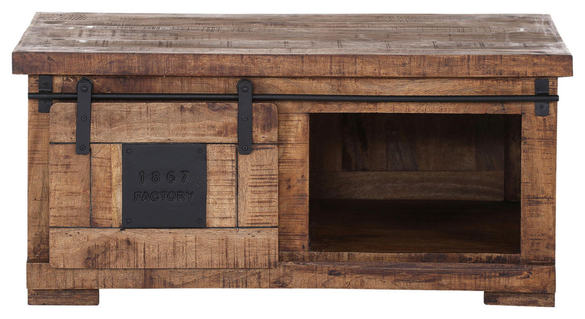 COUCHTISCH Mangoholz massiv 100/70/45 cm rechteckig Naturfarben, Schwarz  - Schwarz/Naturfarben, KONVENTIONELL, Holz/Holzwerkstoff (100/70/45cm) - Landscape