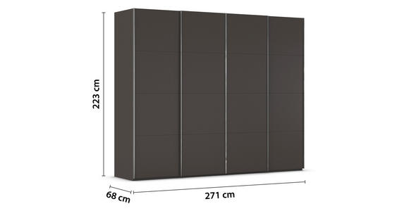 SCHWEBETÜRENSCHRANK 271/223/68 cm 4-türig Graphitfarben - Chromfarben/Graphitfarben, Design, Holzwerkstoff/Metall (271/223/68cm) - Novel