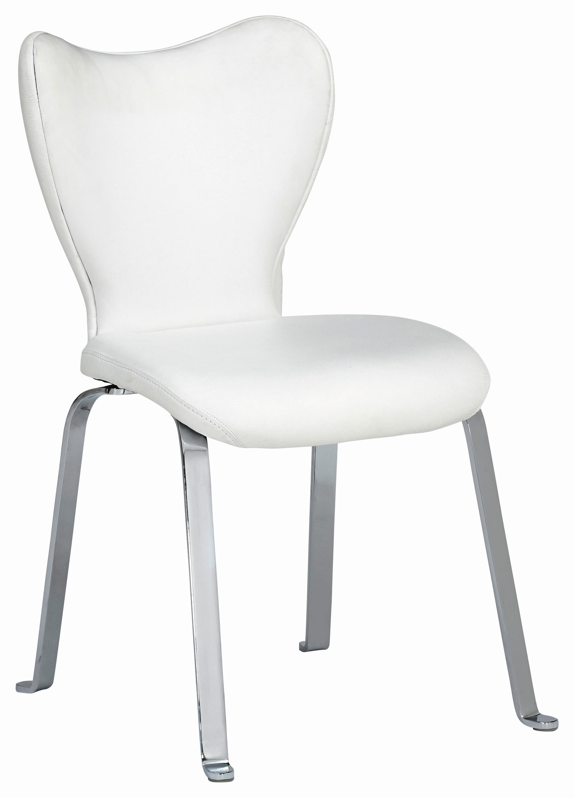 STUHL  in Echtleder Metall, Leder  - Chromfarben/Weiß, Design, Leder/Metall (53/91/64cm) - Joop!