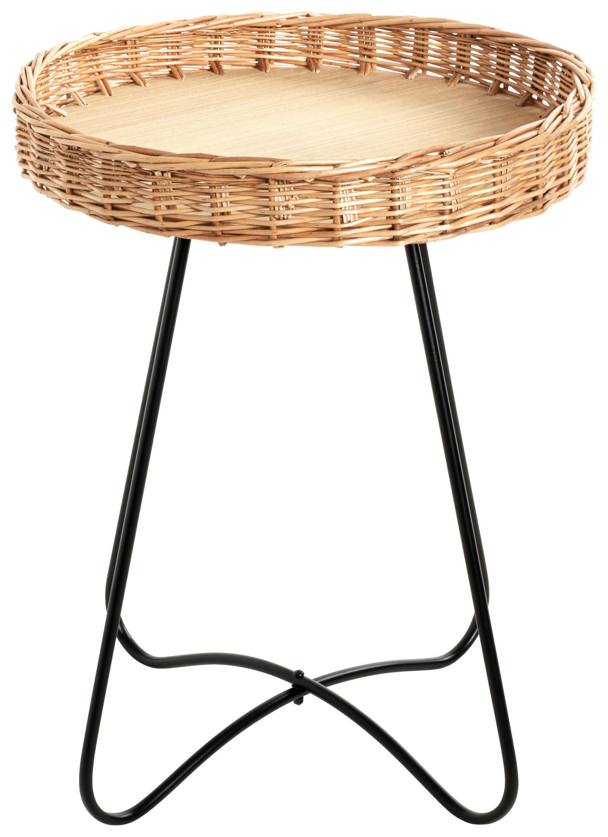 BEISTELLTISCH 43/43/52 cm Weide Naturfarben, Schwarz rund  - Schwarz/Naturfarben, Basics, Holz/Holzwerkstoff (43/43/52cm)