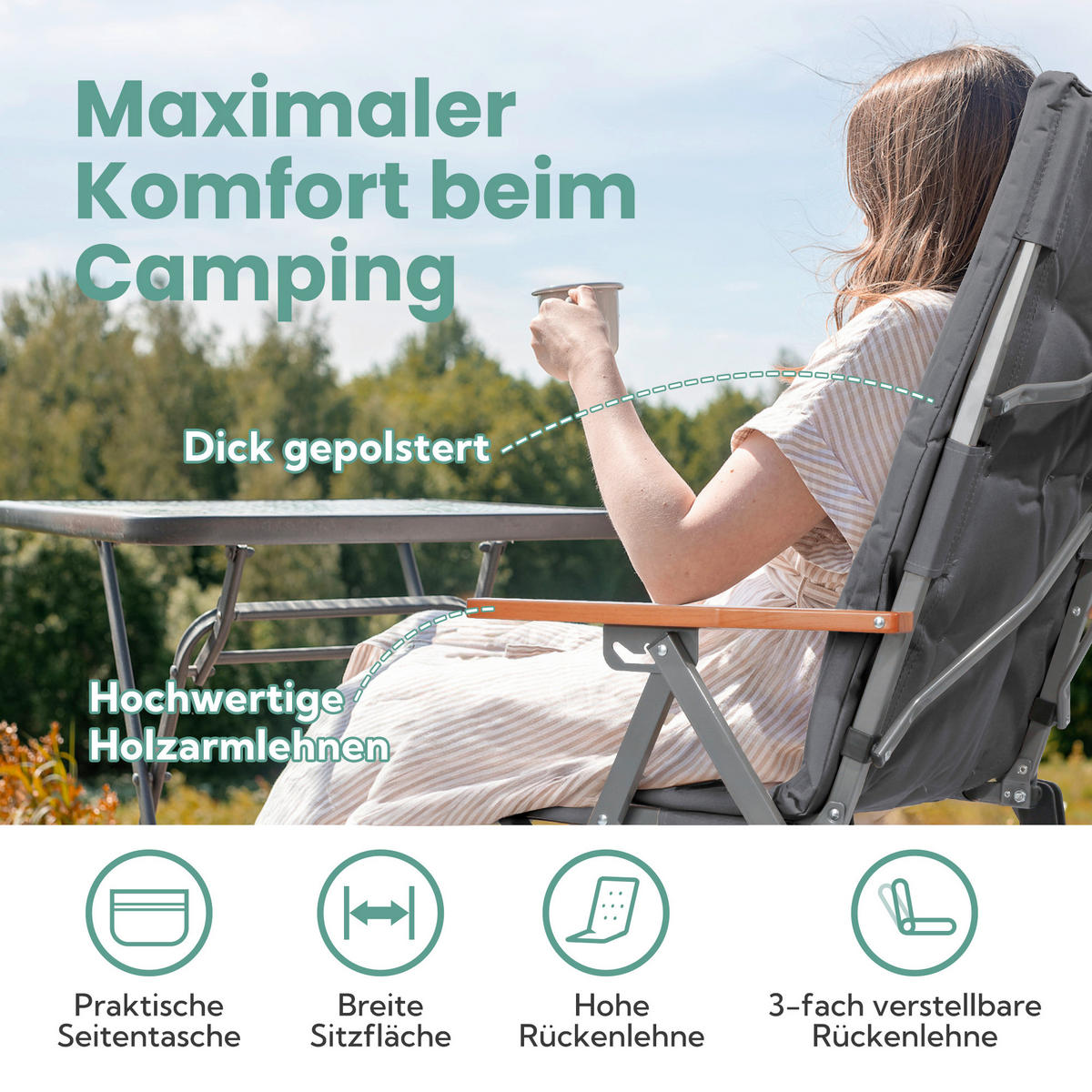 CAMPINGSESSEL-SET - Silberfarben/Grau, Basics, Textil/Metall (54/102/71cm) - Modante