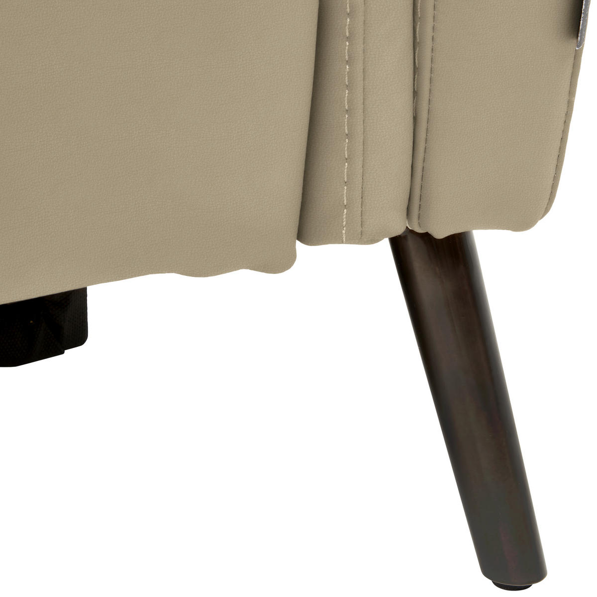 3-SITZER-SOFA Echtleder Ecru  - Ecru/Schwarz, Design, Leder/Metall (210/79/104cm) - Belluti