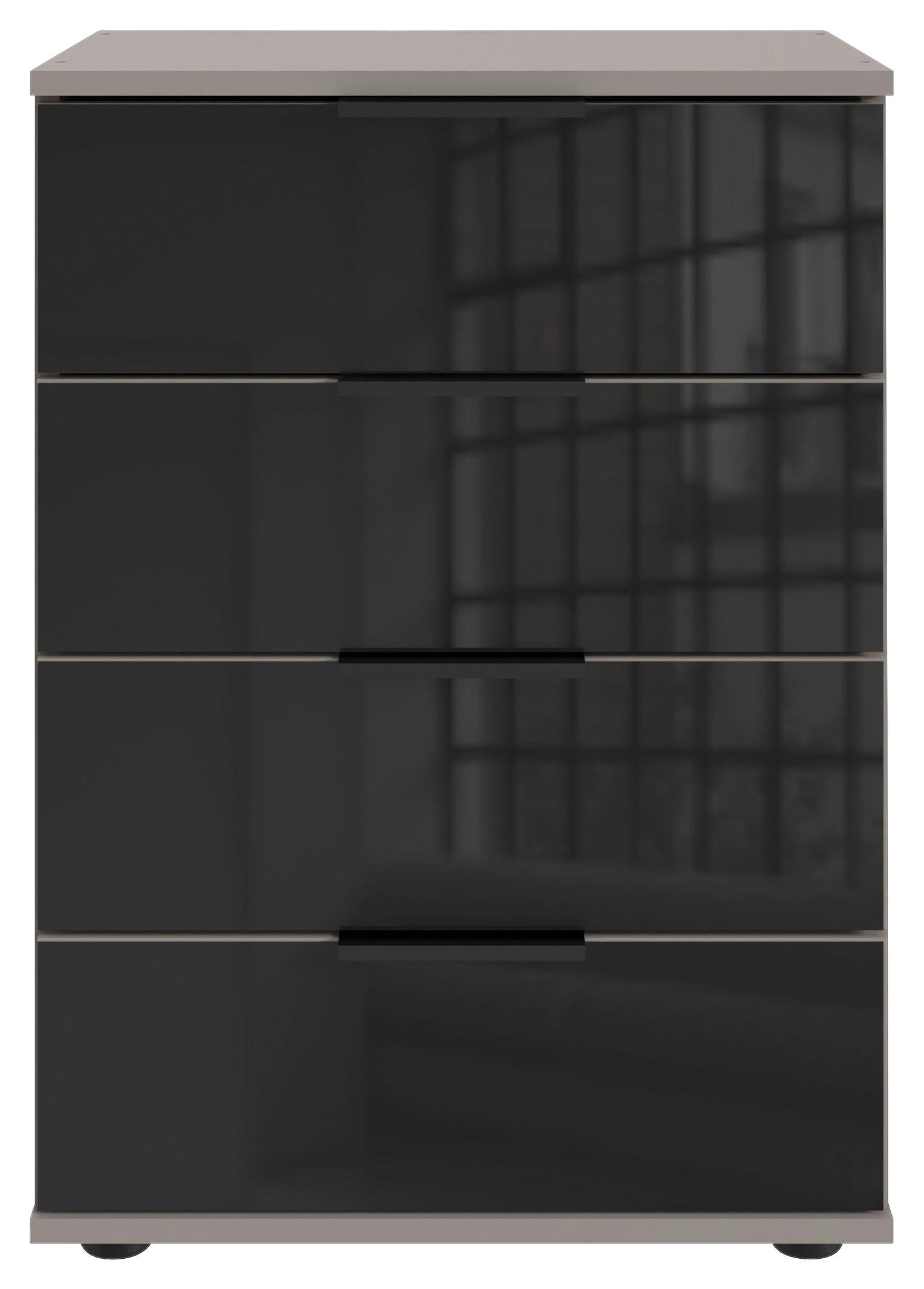 NACHTSCHRANK 52/74/38 cm  - Schwarz/Grau, KONVENTIONELL, Glas/Holzwerkstoff (52/74/38cm) - Boxxx