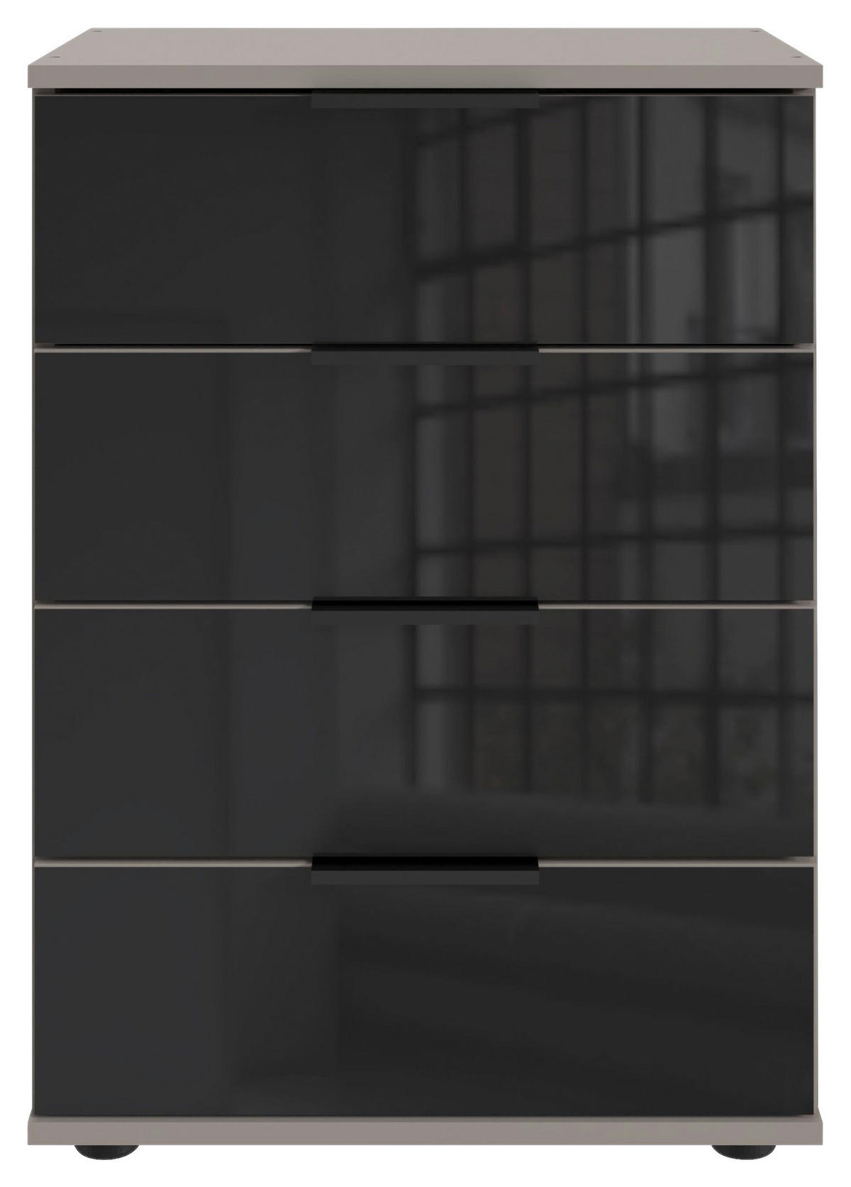 NACHTSCHRANK 52/74/38 cm  - Schwarz/Grau, KONVENTIONELL, Glas/Holzwerkstoff (52/74/38cm) - Boxxx
