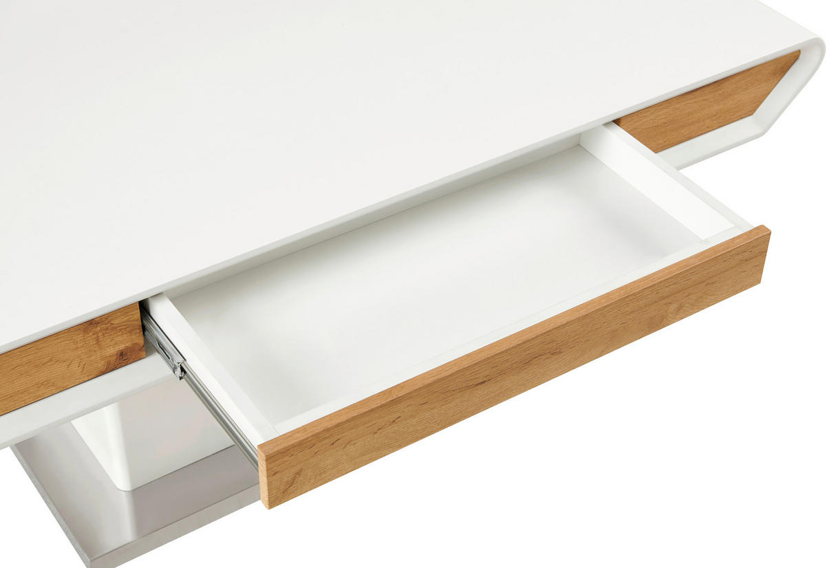 COUCHTISCH 130/70/49,5-77,5 cm rechteckig Weiß, Eichefarben  - Eichefarben/Weiß, Design, Holzwerkstoff/Metall (130/70/49,5-77,5cm) - Livetastic