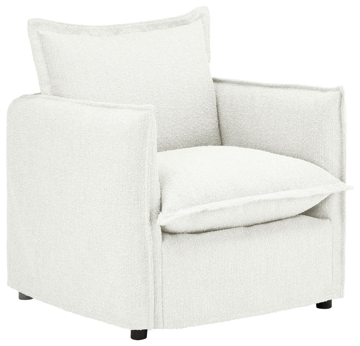 SESSEL Flachgewebe, Bouclé Weiß    - Schwarz/Weiß, Trend, Textil/Metall (120/82/98cm) - Livetastic