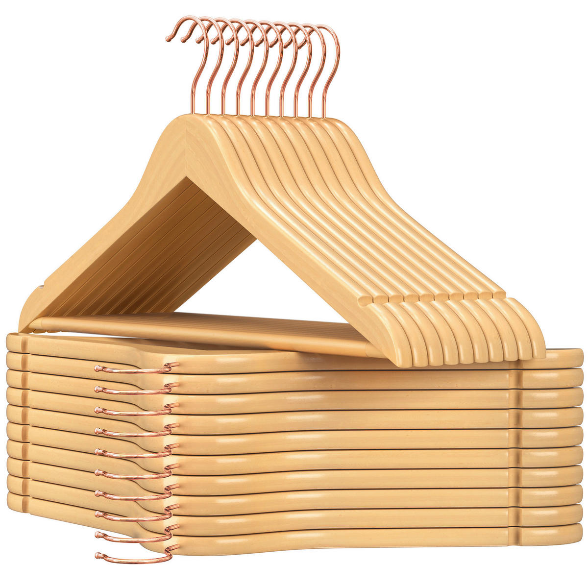 KLEIDERBÜGELSET 44,5 cm Holz, Metall  - Roségold/Ahornfarben, Basics, Holz/Metall (44,5cm)