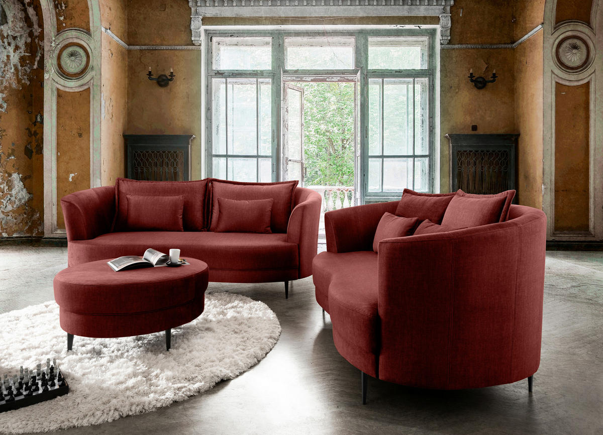 3-SITZER-SOFA in Velours Koralle  - Koralle/Schwarz, Modern, Textil/Metall (209/85/101cm) - Livetastic
