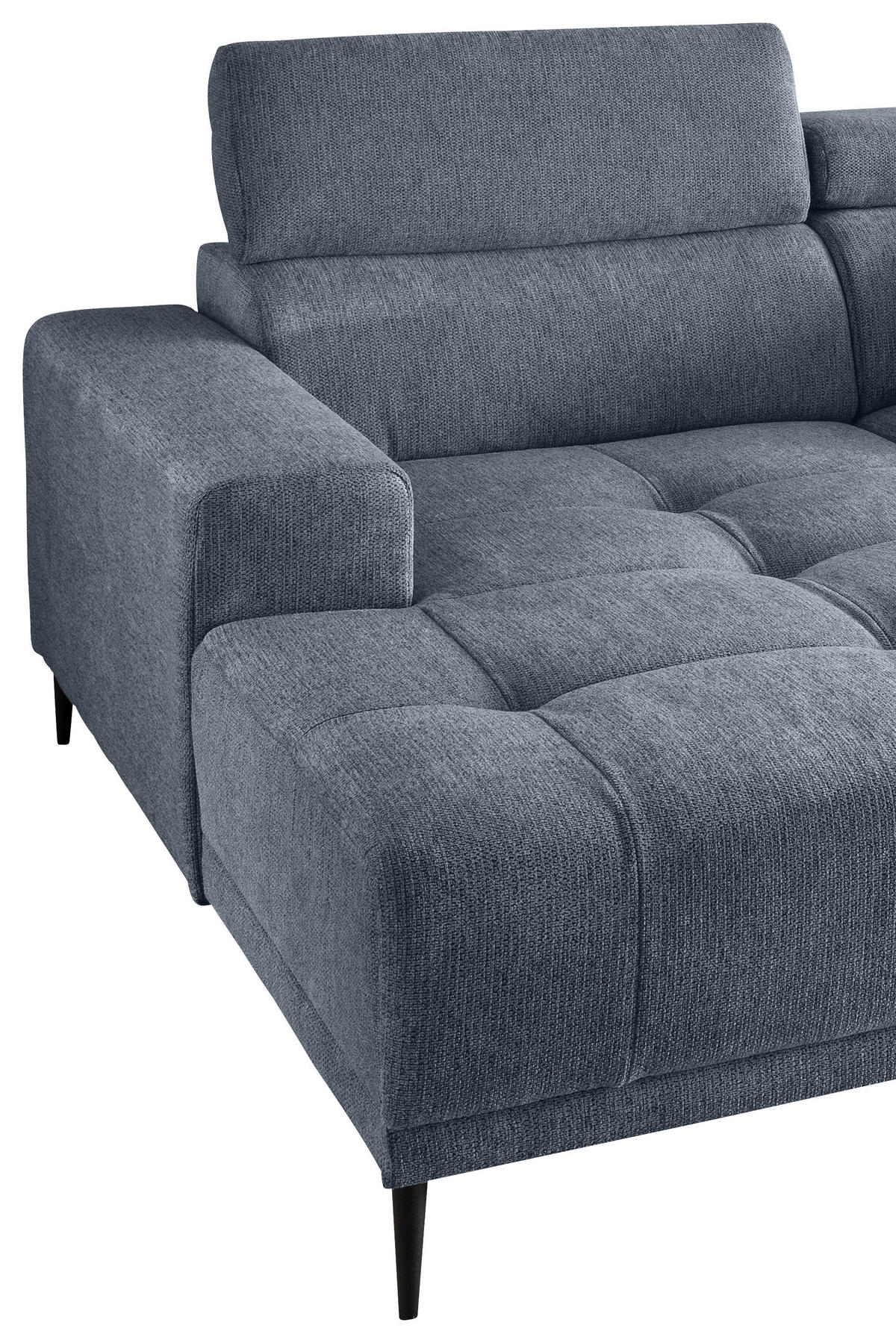 ECKSOFA in Chenille Hellblau  200/188 cm  - Schwarz/Hellblau, KONVENTIONELL, Textil/Metall (200/188cm) - Livetastic