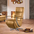 RELAXSESSEL in Leder Cognac  - Chromfarben/Cognac, Design, Leder/Metall (64/112/80cm) - Cantus