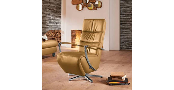 RELAXSESSEL in Leder Cognac  - Chromfarben/Cognac, Design, Leder/Metall (64/112/80cm) - Cantus