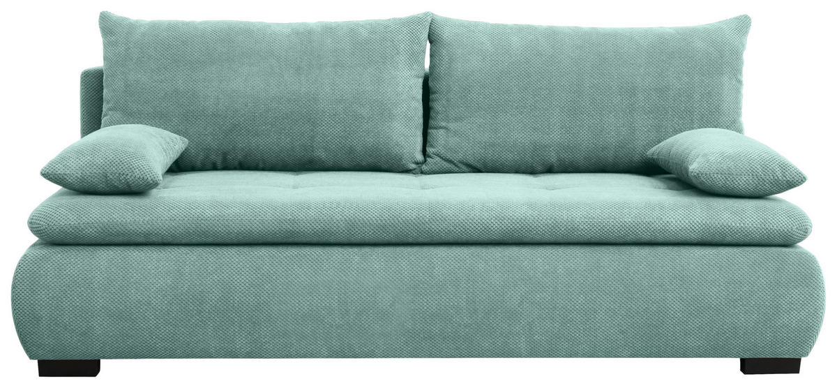 SCHLAFSOFA Webstoff, Plüsch Mintgrün  - Schwarz/Mintgrün, Konventionell, Textil (203/72-96/98cm) - Novel