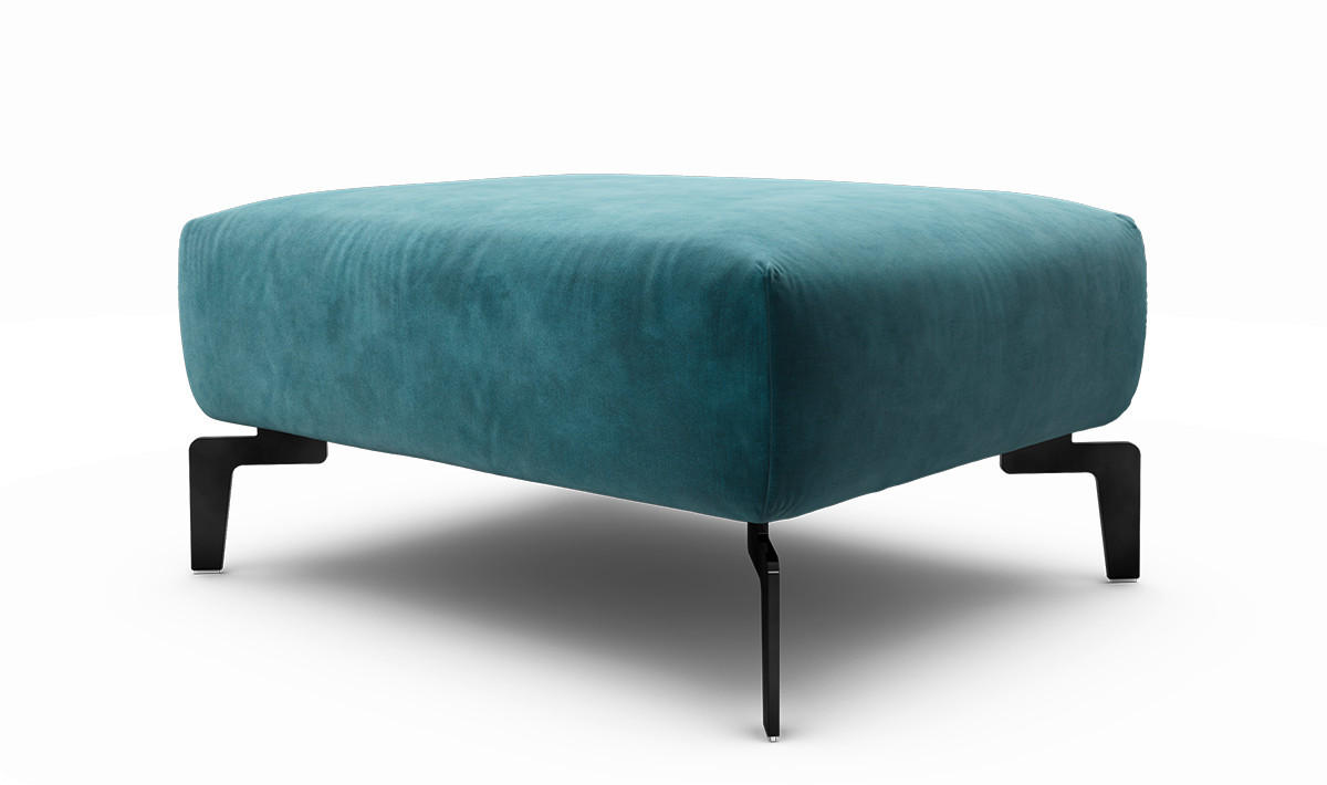 HOCKER Samt Blau  - Blau/Schwarz, Design, Textil/Metall (90/70/46cm) - SENSOO