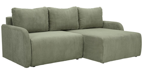 ECKSOFA Olivgrün Cord - Schwarz/Olivgrün, KONVENTIONELL, Kunststoff/Textil (217/146cm) - Carryhome
