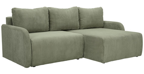 ECKSOFA Olivgrün Cord  - Schwarz/Olivgrün, KONVENTIONELL, Kunststoff/Textil (217/146cm) - Carryhome