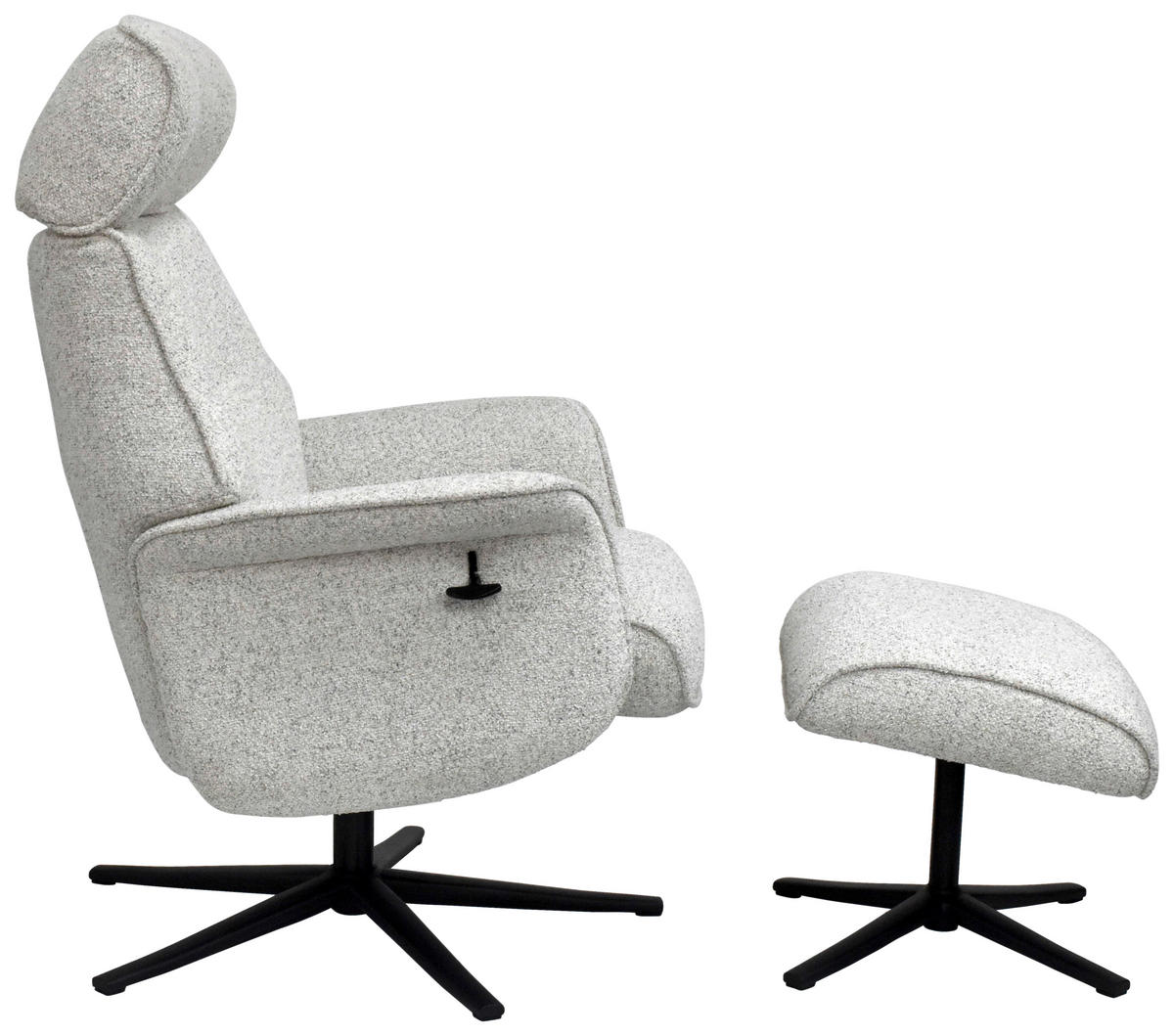 RELAXSESSELSET Bouclé    - Creme/Schwarz, Design, Holz/Textil (77/108/81cm) - Livetastic