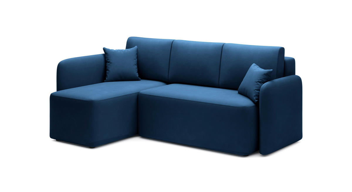 ECKSOFA  Blau Plüsch  - Blau/Schwarz, Design, Kunststoff/Textil (150/206cm) - MID.YOU