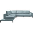 ECKSOFA  in Leinwand Hellblau  271/318 cm  - Schwarz/Hellblau, Design, Textil/Metall (271/318cm) - Belluti