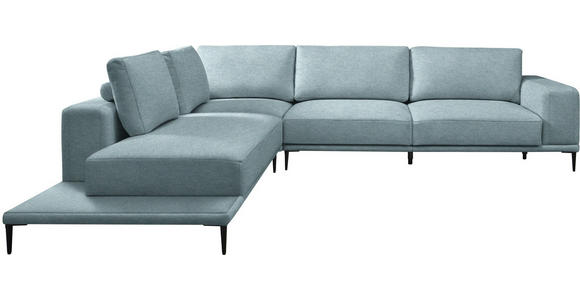 ECKSOFA  in Leinwand Hellblau  271/318 cm  - Schwarz/Hellblau, Design, Textil/Metall (271/318cm) - Belluti