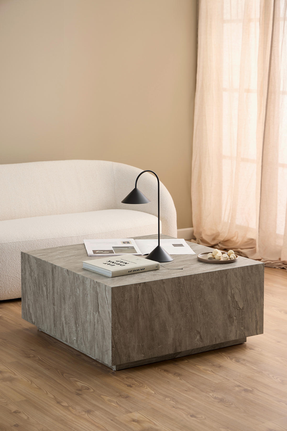 SOFFBORD i trämaterial 90/90/42 cm  - grå, Design, trämaterial (90/90/42cm) - Livetastic