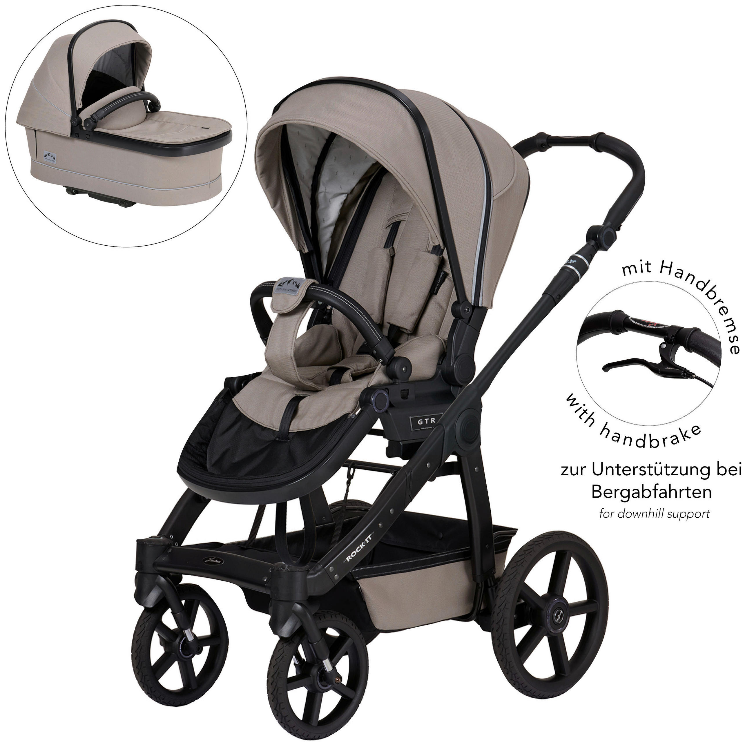 KINDERWAGENSET ROCK IT HB Outdoor  - Karamell/Schwarz, Basics, Textil/Metall (102/58/120cm) - Hartan