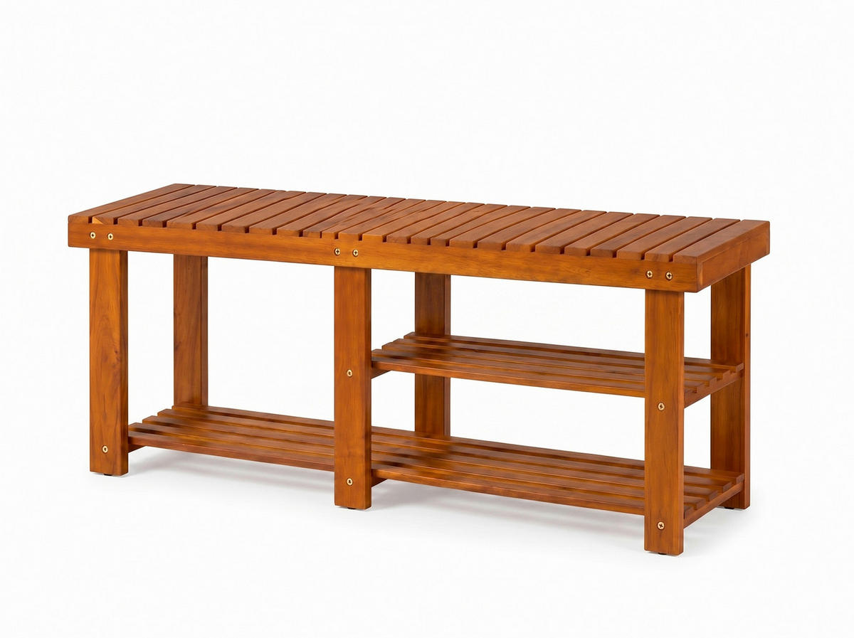 REGÁL NA BOTY, barvy akácie, akácie,  - barvy akácie, Basics, dřevo (90/33/46cm) - Prestige Home