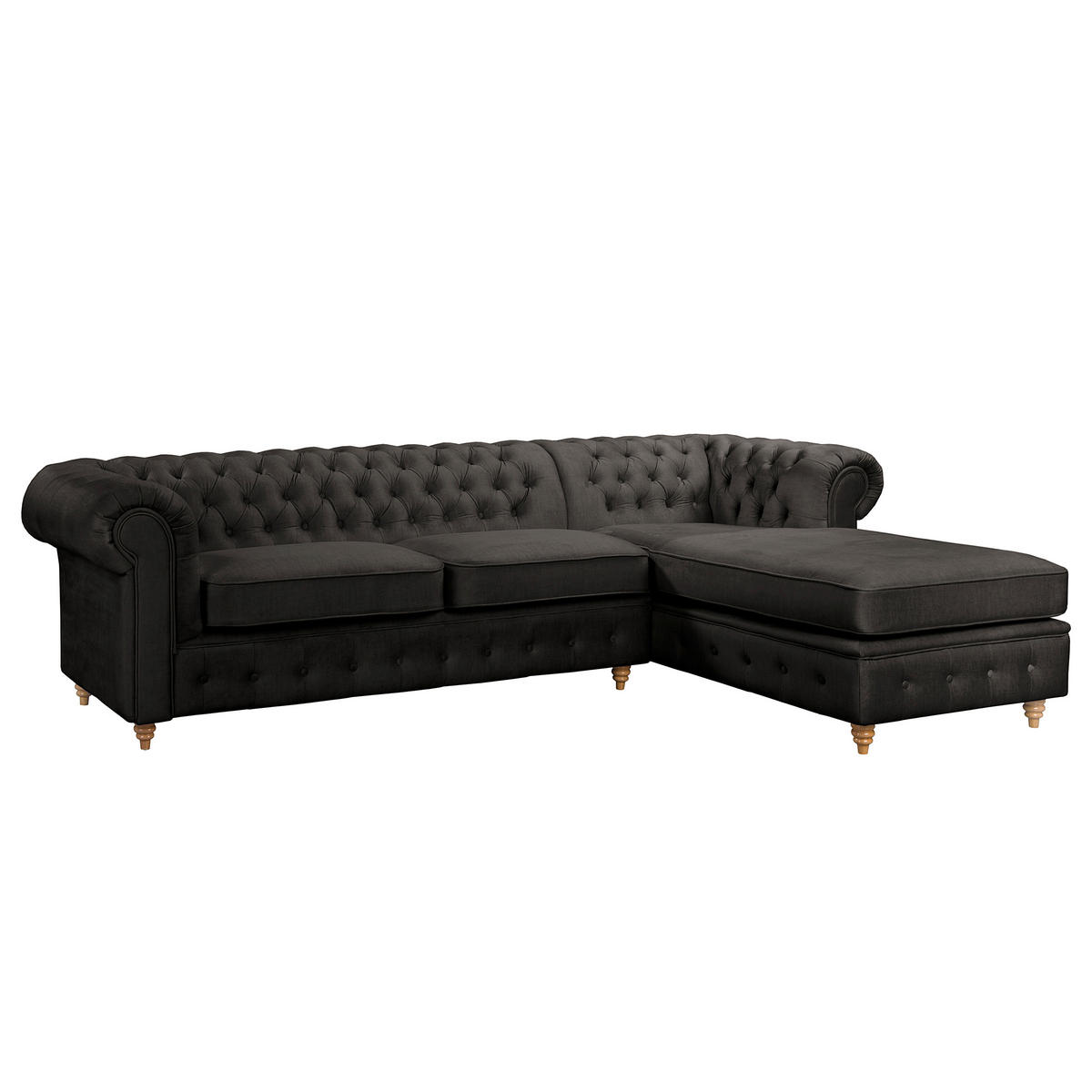 ECKSOFA Laura in Mikrofaser Anthrazit  284/182 cm  - Anthrazit/Creme, Design, Holz/Textil (284/182cm) - P & B