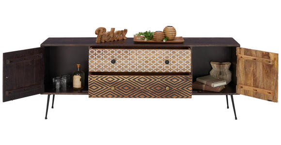 LOWBOARD in 157/60/35 cm - Messingfarben/Multicolor, LIFESTYLE, Holz/Metall (157/60/35cm) - Landscape