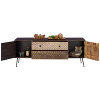 LOWBOARD  in 157/60/35 cm  - Weiss/Messingfarben, Lifestyle, Holz/Metall (157/60/35cm) - Landscape