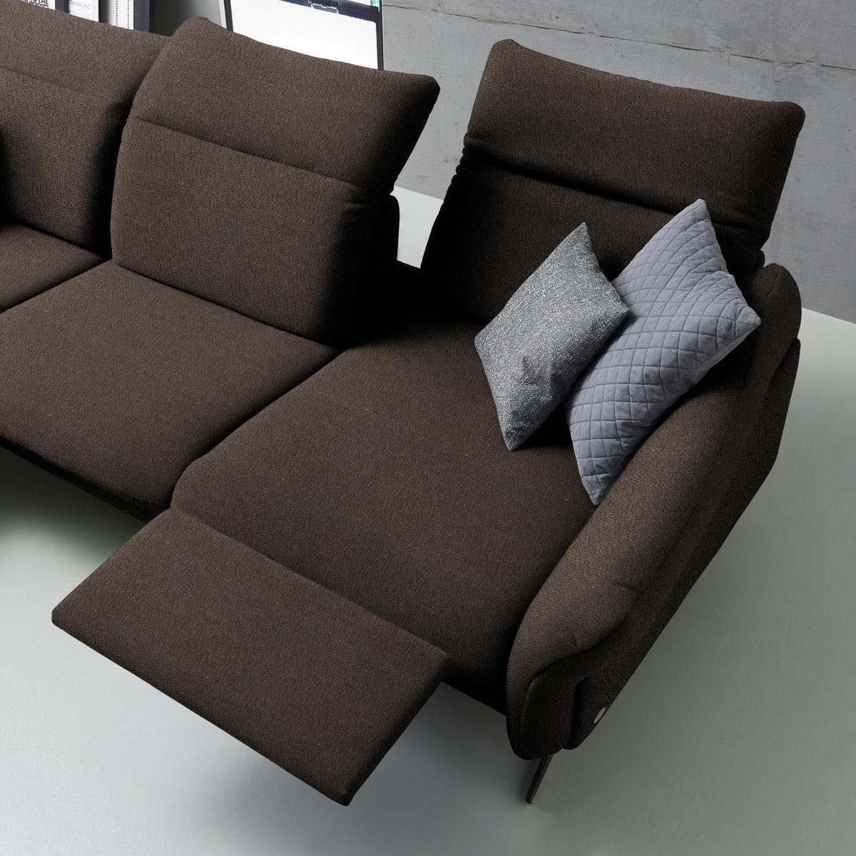ECKSOFA in Webstoff Dunkelbraun  - Anthrazit/Dunkelbraun, Design, Textil/Metall (203/299cm) - Himolla