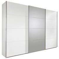 SCHWEBETÜRENSCHRANK 270/210/65 cm 3-türig Weiß  - Alufarben/Weiß, Design, Glas/Holzwerkstoff (270/210/65cm) - Carryhome