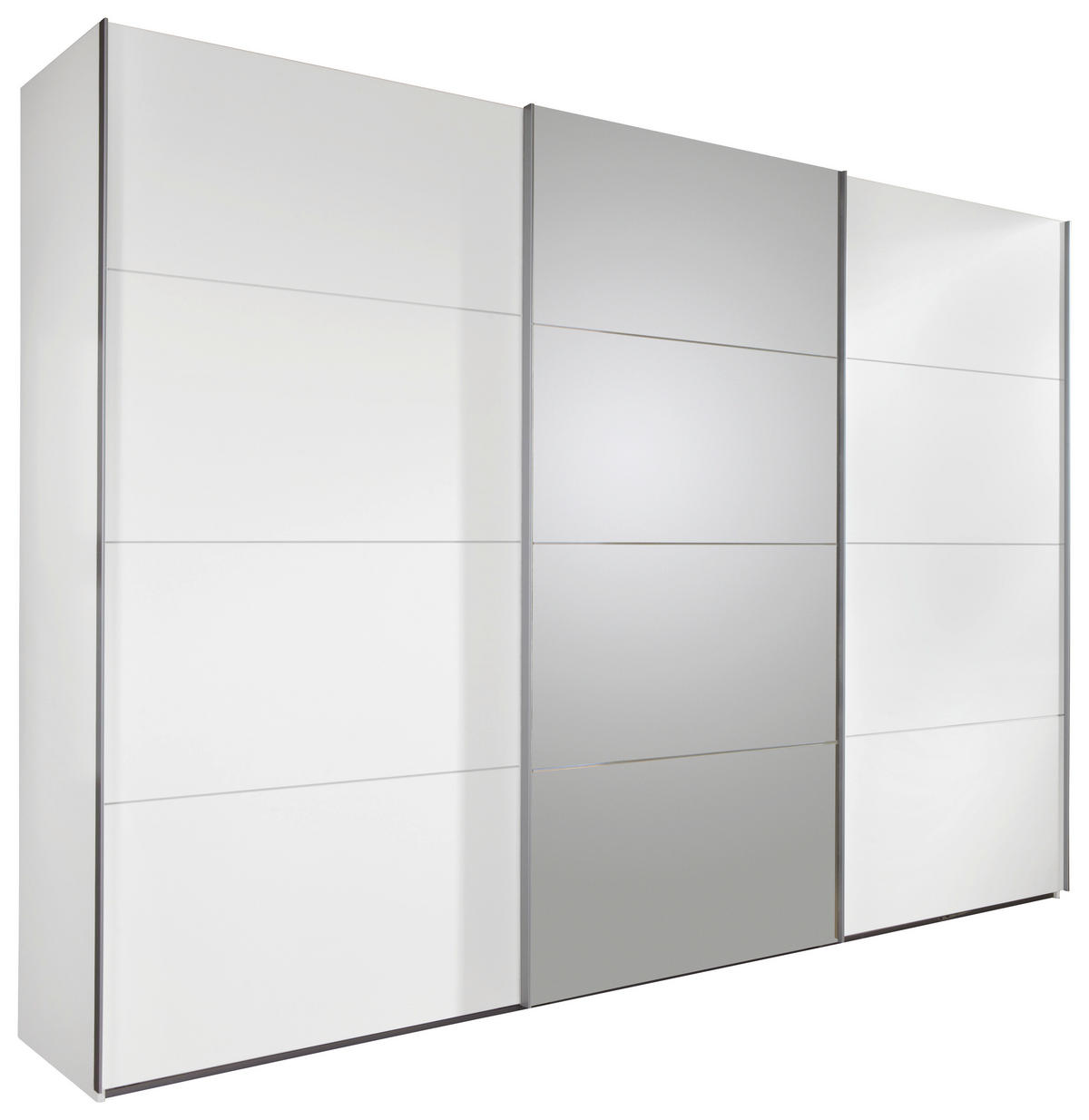 SCHWEBETÜRENSCHRANK 270/210/65 cm 3-türig Weiß  - Alufarben/Weiß, Design, Glas/Holzwerkstoff (270/210/65cm) - Carryhome