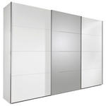 SCHWEBETÜRENSCHRANK 270/210/65 cm 3-türig Weiß  - Alufarben/Weiß, Design, Glas/Holzwerkstoff (270/210/65cm) - Carryhome