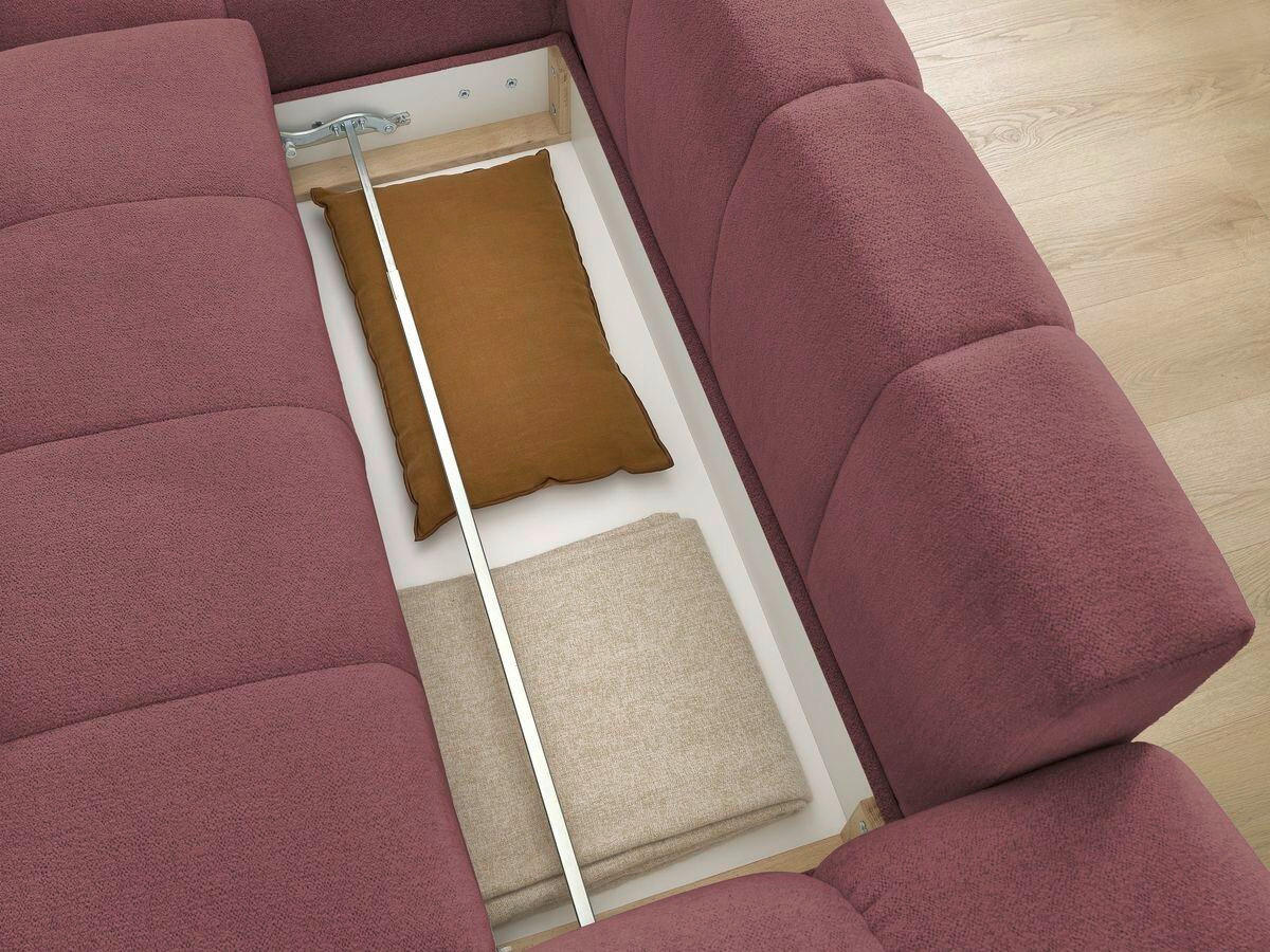 ECKSCHLAFSOFA EVEREST  mit Rücken echt, Armteil links, Armteil rechts Flachgewebe Rot  - Rot/Schwarz, MODERN, Kunststoff/Textil (180/318cm) - Livetastic