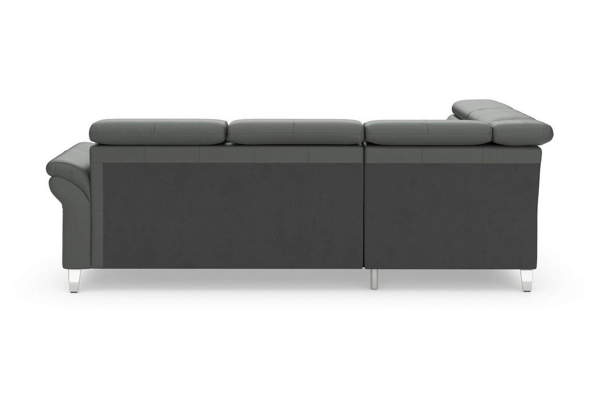 ECKSOFA 194/245 cm ARNGAST E in Echtleder Anthrazit Kopfteilverstellung  194/245 cm  - Chromfarben/Anthrazit, Basics, Leder/Textil (194/245cm) - Sit & More