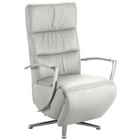 RELAXSESSEL in Leder Silberfarben  - Chromfarben/Silberfarben, Design, Leder/Metall (64/112/80cm) - Cantus