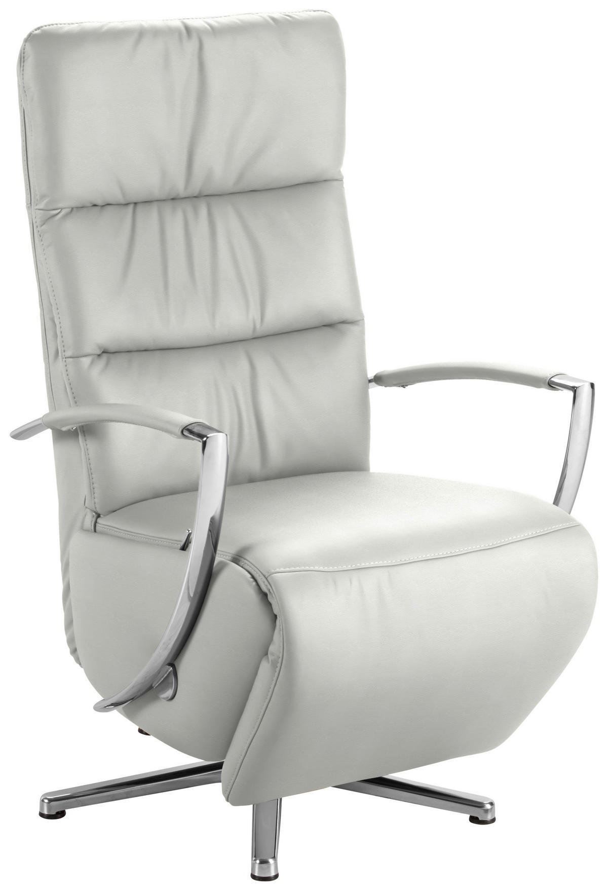 RELAXSESSEL in Leder Silberfarben  - Chromfarben/Silberfarben, Design, Leder/Metall (64/112/80cm) - Cantus