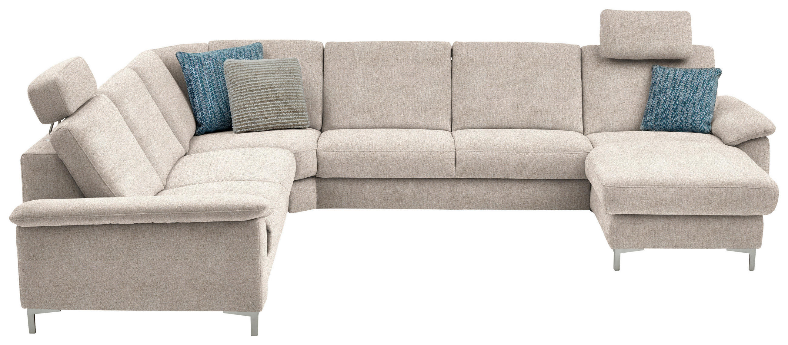 WOHNLANDSCHAFT  in Chenille Hellbraun  - Hellbraun/Alufarben, Design, Textil/Metall (265/333/170cm) - Dieter Knoll