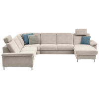 WOHNLANDSCHAFT  in Chenille Hellbraun  - Hellbraun/Alufarben, Design, Textil/Metall (265/333/170cm) - Dieter Knoll