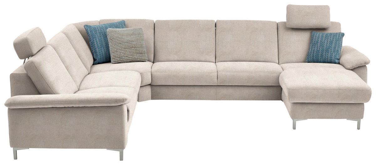 WOHNLANDSCHAFT  in Chenille Hellbraun  - Hellbraun/Alufarben, Design, Textil/Metall (265/333/170cm) - Dieter Knoll