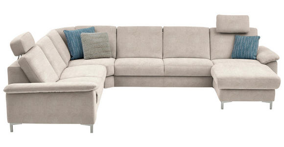 WOHNLANDSCHAFT  in Chenille Hellbraun  - Hellbraun/Alufarben, Design, Textil/Metall (265/333/170cm) - Dieter Knoll