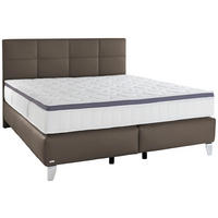 BOXSPRINGBETT 160/200 cm,  in Braun, Matratze, Topper, H3 + H4 = fest + sehr fest  - Chromfarben/Braun, KONVENTIONELL, Leder/Textil (160/200cm) - Novel
