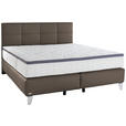 BOXSPRINGBETT 180/200 cm  in Braun  - Chromfarben/Braun, KONVENTIONELL, Leder/Textil (180/200cm) - Novel