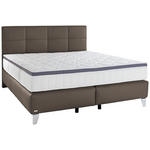 BOXSPRINGBETT 180/200 cm  in Braun  - Chromfarben/Braun, KONVENTIONELL, Leder/Textil (180/200cm) - Novel