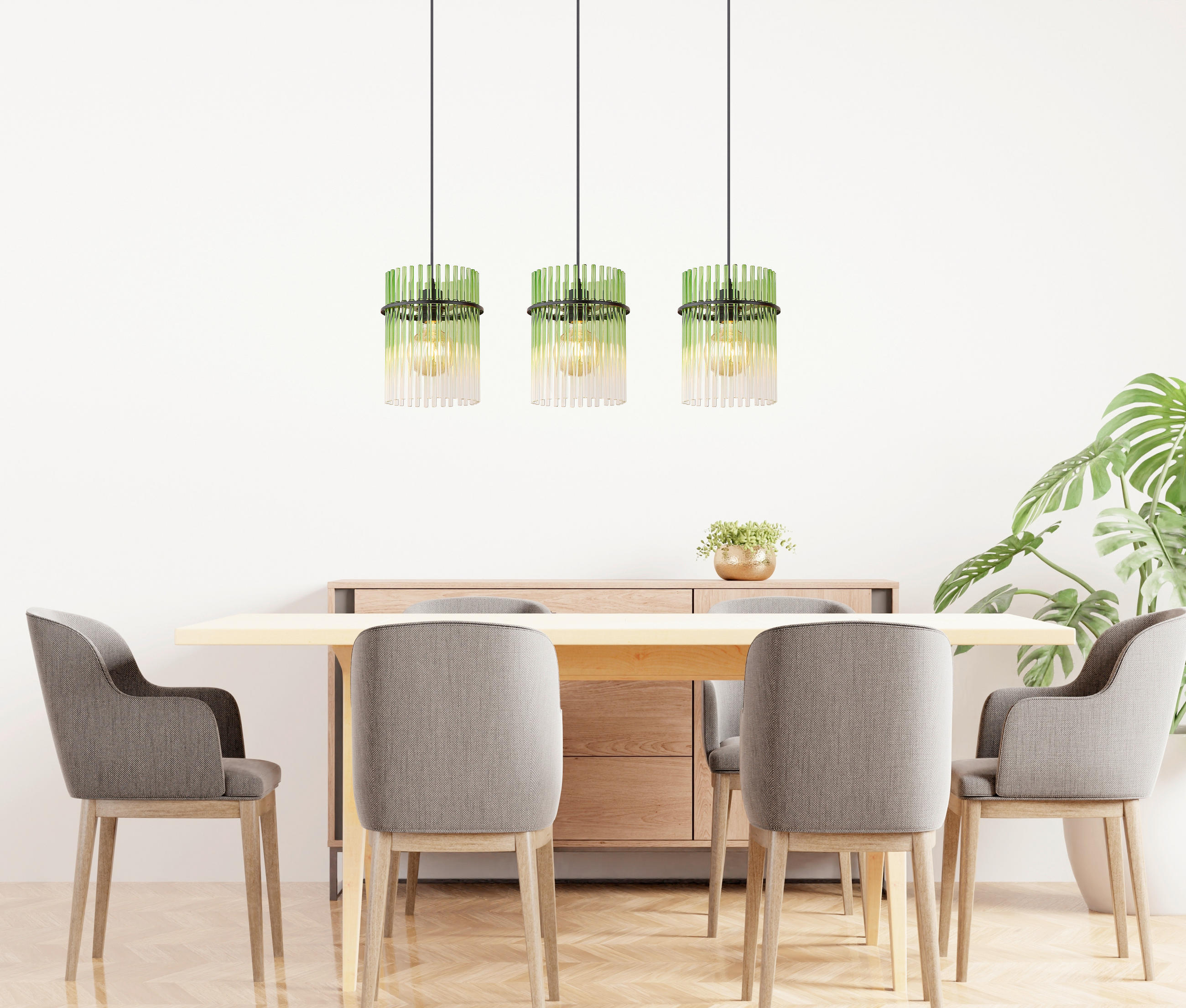 HÄNGELEUCHTE GORLEY 80/20/140 cm   - Klar/Schwarz, LIFESTYLE, Glas/Kunststoff (80/20/140cm) - Globo