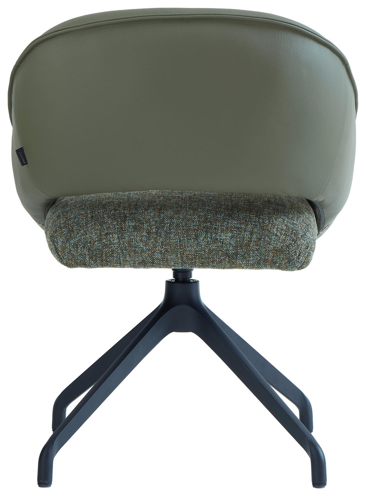 ARMLEHNSTUHL  Sitzfläche 360° drehbar, automatische Rückholfunktion Leinenoptik Echtleder  Grün, Schwarz  - Schwarz/Grün, Design, Leder/Textil (60/81/63.5cm) - Dieter Knoll