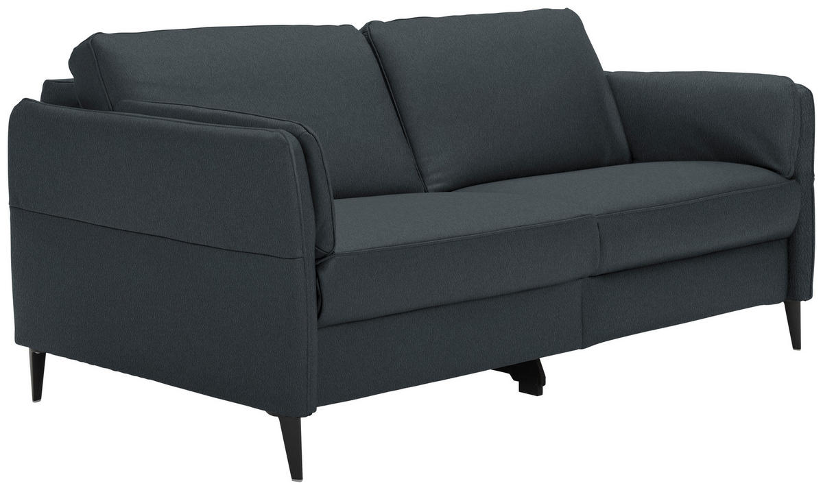 3-SITZER-SOFA in Echtleder Dunkelblau  - Schwarz/Dunkelblau, Design, Leder/Metall (190/84/99cm) - Dieter Knoll